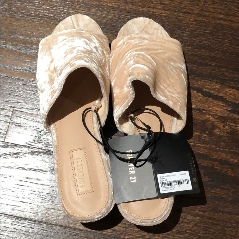 Velvet ivory heeled sandals